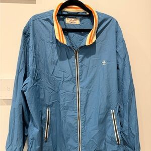Original Penguin Blue Bomber Jacket with Orange Trim